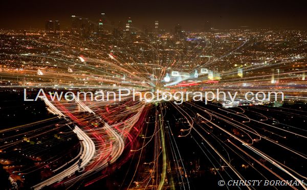 Downtown Los Angeles at night from Mulholland Drive
